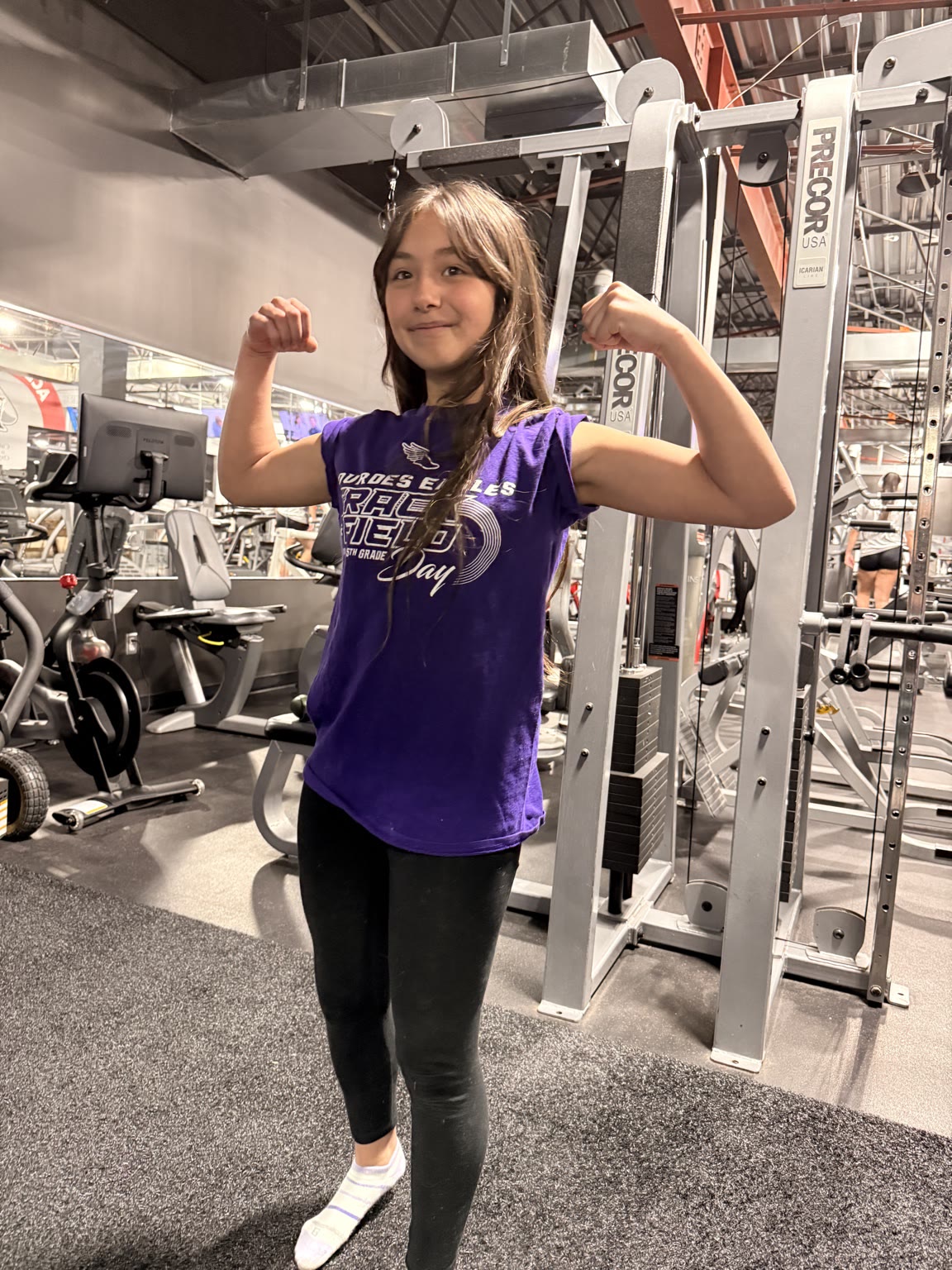 John and Kelly's daughter enjoying a workout