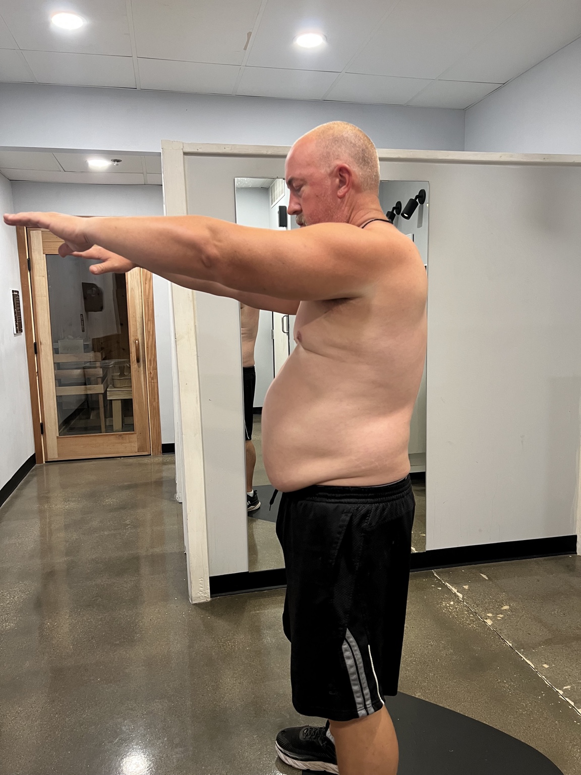 Mitch’s transformation — Side view before transformation